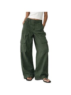 Zara Carpenter Utility Pants Green Cargo Women’s XS Green
